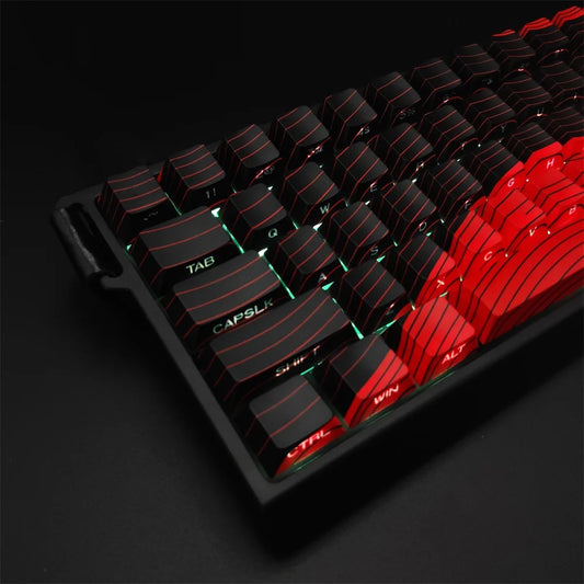 Contour Black and Red Side Engraved Translucent Keycaps PBT 128 Key Cherry Keycaps Suitable for Wooting Mechanical Keyboards