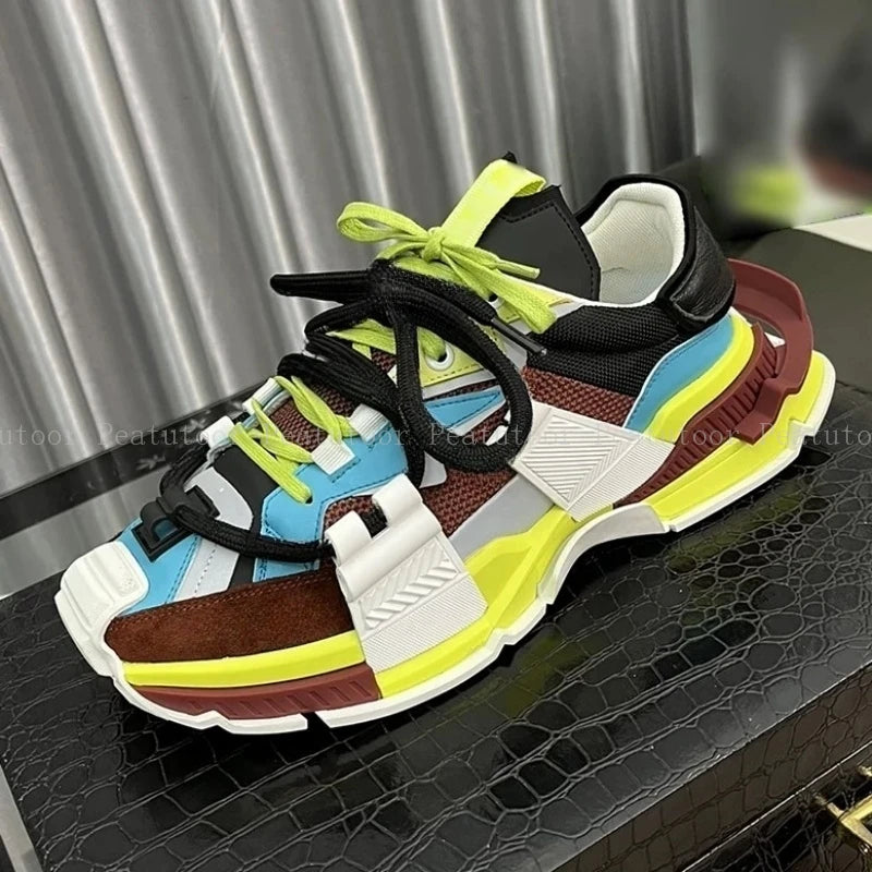 Size 35-46 Women Men Sports Shoes High Quality Patchwork Casual Sneakers Lace Up Fashion Platform Sports Running Shoes Hot