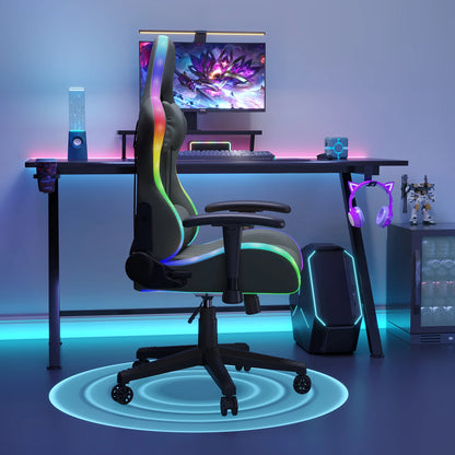 LED Gaming Chair Ergonomic Office Chair with Massage Function, RGB Gaming Chair, Adjustable Reclining Backrest 90°-135°, Height Adjustable Gaming Chair for Adults up to 150kg