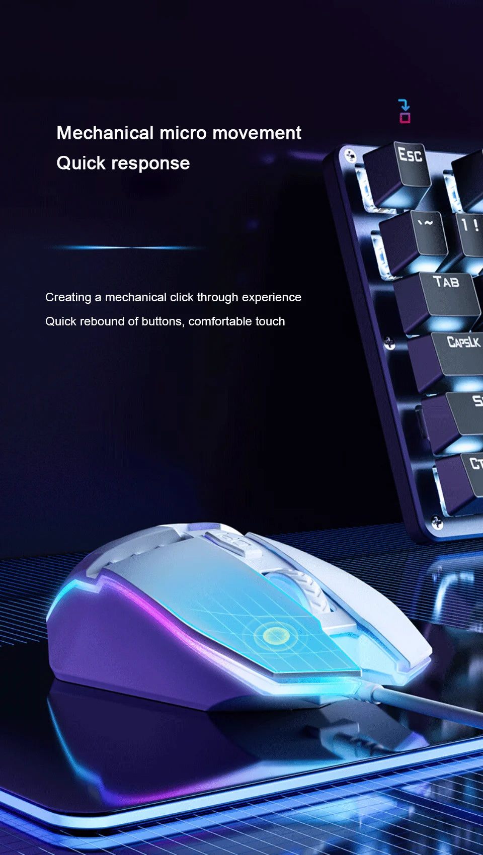 Ratón gaming HP M1 con cable, iluminación blanca, USB, para eSports, gaming, oficina, PC de sobremesa y portátil