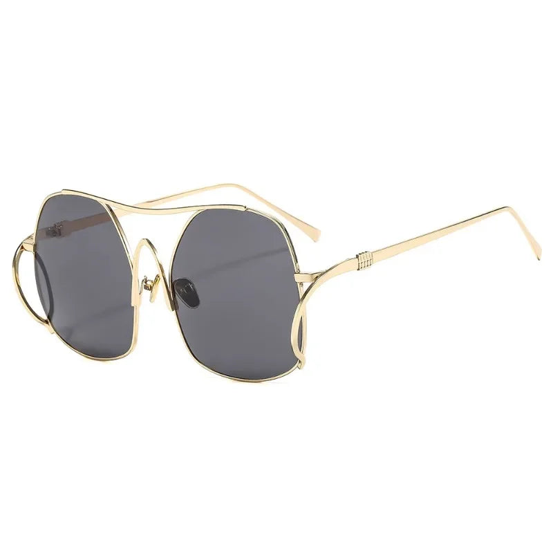 Y2k Polygon Oversized Sunglasses Women Luxury Brand Metal Sun Glasses Fashion Personality Outdoor Retro Eyeglassess Uv400 Men