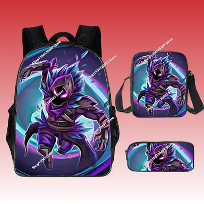 3pcs/set Fortnite Game Backpack Anime Cartoon Large Capacity Student Shcool Bags Pencil Bag Kawaii Lunch Bag Birthday Gifts