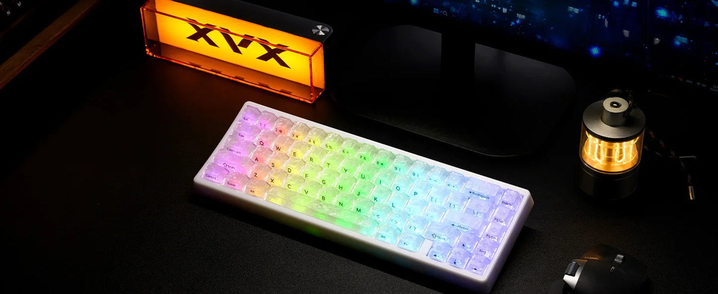 XVX M67 JadeStone mechanische Tastatur mit IMD-Tech-Tastenkappen, Hot-Swap-fähig, Gasket-Mount, Tri-Mode, individuell anpassbares RGB, kabellose Tastatur 65%
