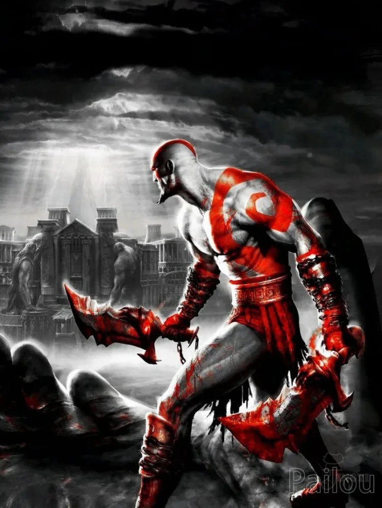 God Of War Ragnarok 5D DIY Diamond Painting Kit Greek Mythology Kratos Art Mosaic Cross Stitch Handcraft Home Room Decor Gift