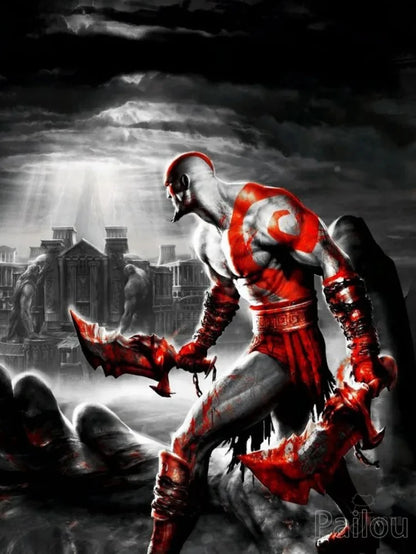 God Of War Ragnarok 5D DIY Diamond Painting Kit Greek Mythology Kratos Art Mosaic Cross Stitch Handcraft Home Room Decor Gift