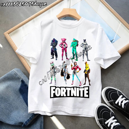 Summer New Fortnites Children T-shirts Cartoon Figure Graphic T-shirt Casual Sports Short Sleeves Sports Tops Kids Boys Clothing