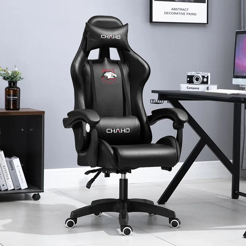Ergonomic PU Leather Gaming Chair with Adjustable Height, Reclining Computer Chair, Swivel Office Chair for Home Office, Gaming & Study