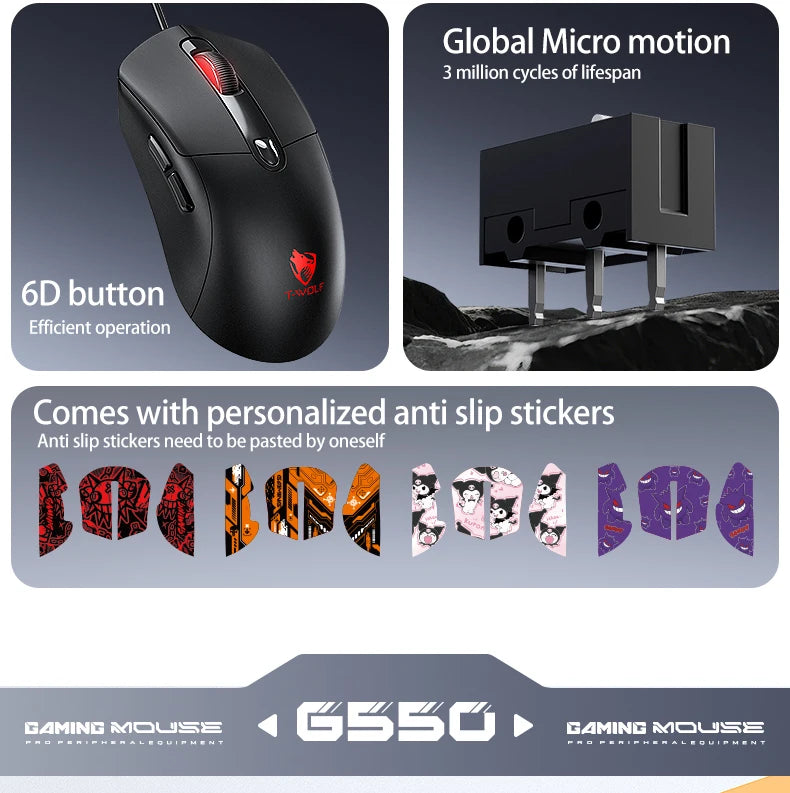 2026 Wired Gaming Mouse RGB with Anti-Slip Grip, 6-Key Ergonomic Gaming Mouse for PC, Desktop & Laptop, Adjustable DPI Wired Gaming Mouse
