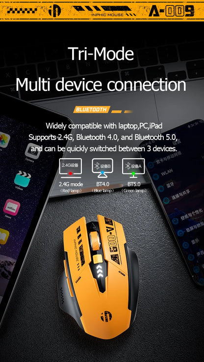 High Quality Inphic A9 200-2400dpi Blueto0th 5.0 Mouse Silent Charging Mechanical Feel Wireless Mouse for Tablet gaming mouse