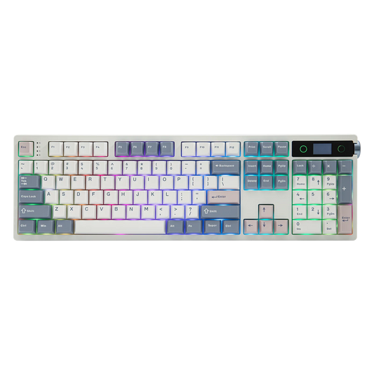 EPOMAKER TH108 PRO 100% Full-Sized Gasket-Mounted Wired/BT/2.4Ghz Wireless Mechanical Keyboard with Screen & Knob RGB Backlight