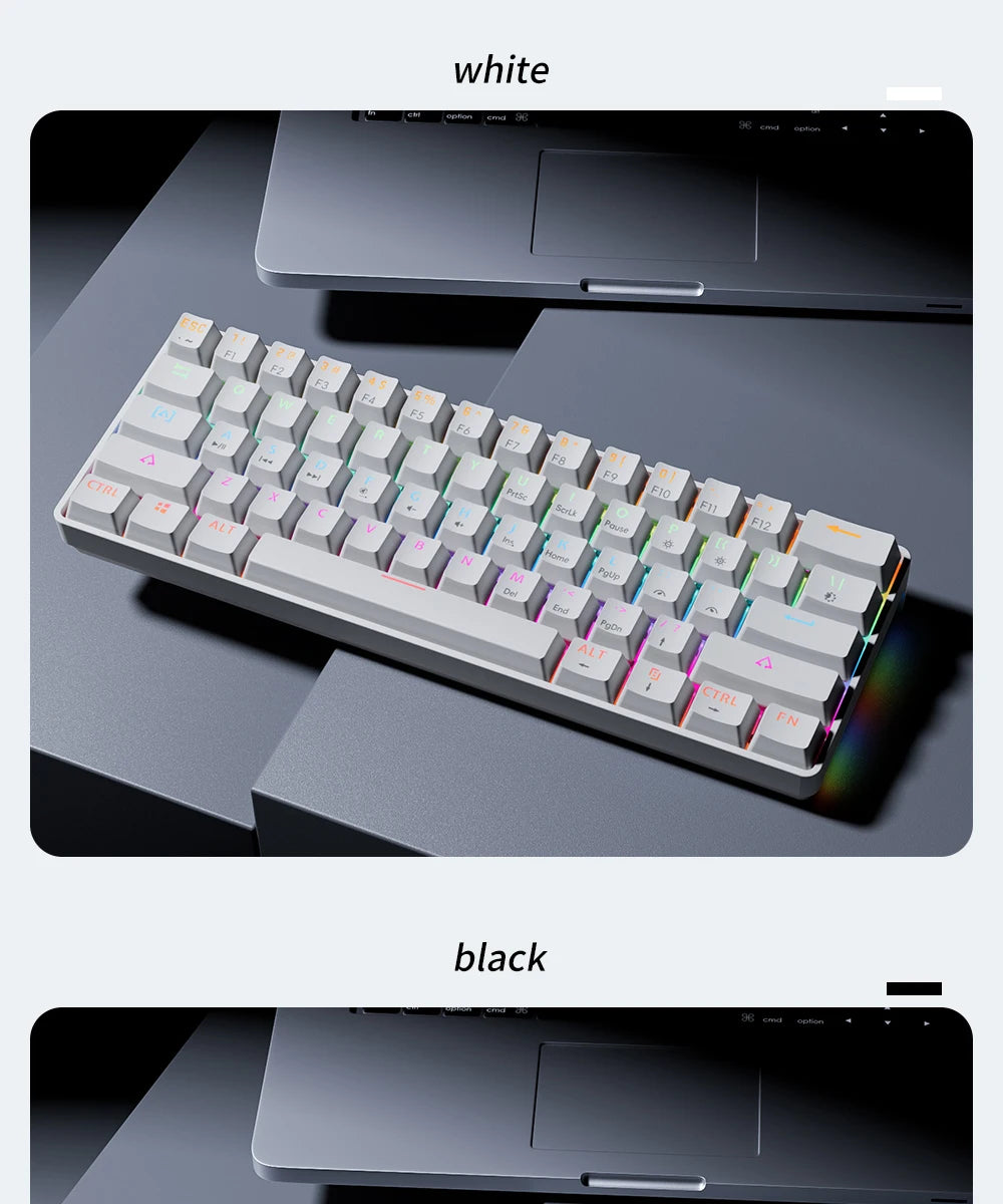 MUCAI MK61 USB Gaming Esports Mechanical Keyboard 61 Key Red Axis Wired Detachable Cable RGB Backlight Hot Swap