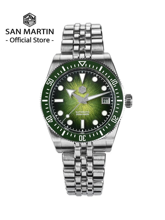 San Martin 37.5mm 40mm Herren-Taucheruhr Miyota 9015 Emaille-Zifferblatt Luxus-Automatik-Mechanikuhr Wasserdicht 200m SN0148