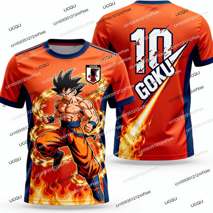 2026 Summer New Adult Men's Dragon Ball Goku 3D Printed Football Jersey T-Shirt Kids Anime T-Shirt Special Football Jersey NO.10
