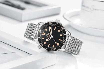 Automatic Mens Watch Mechanical Self Wind Movement Net Stainless Steel Nylon Strap Luxury Fashion Watches
