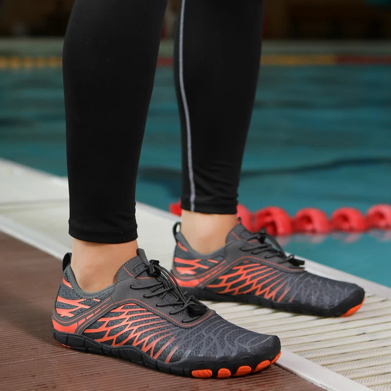 Men's Water Shoes and Women's Beach Barefoot Aqua Shoes, Quick-Dry Swimming, Wading Sports Sneakers for Upstream Boating, Fishing, Surfing