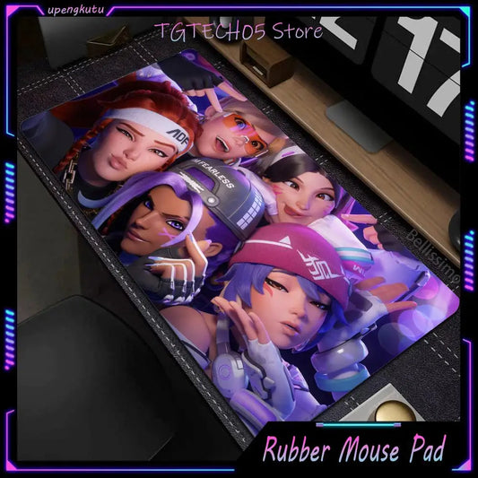 Tapete de Rato Gaming Grande Overwatch para PC, Tapete de Secretária Kawaii Rosa Fofo para Teclado e Portátil, Acessório Gaming HD