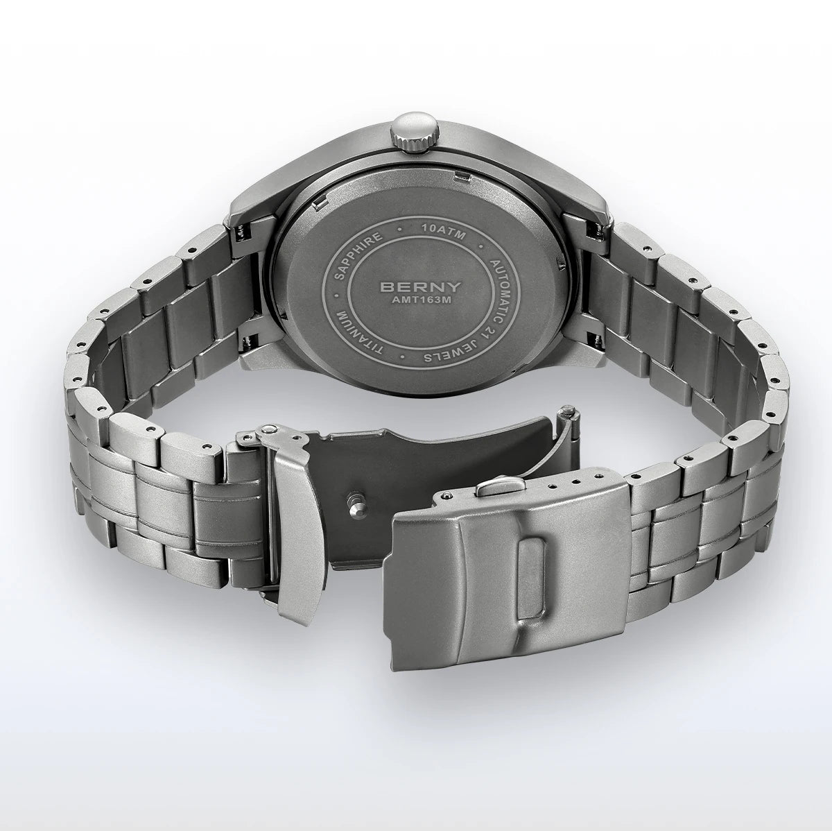 BERNY Full Titanium Automatic Watches for Men Super Luminous Sapphire Mechanical Field Watch Date 10ATM Sports Easy Read