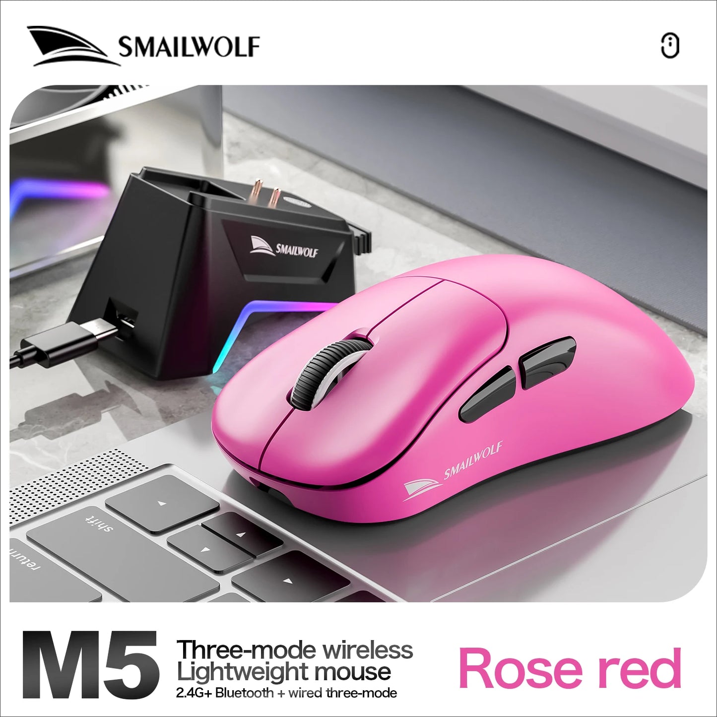K-Snake X11 Bluetooth Wireless Gaming Mouse, Tri-Mode RGB Rechargeable Mouse with PAW3311 Sensor, 12000 DPI Magnetic Charging Gaming Mouse for PC, Laptop & Office