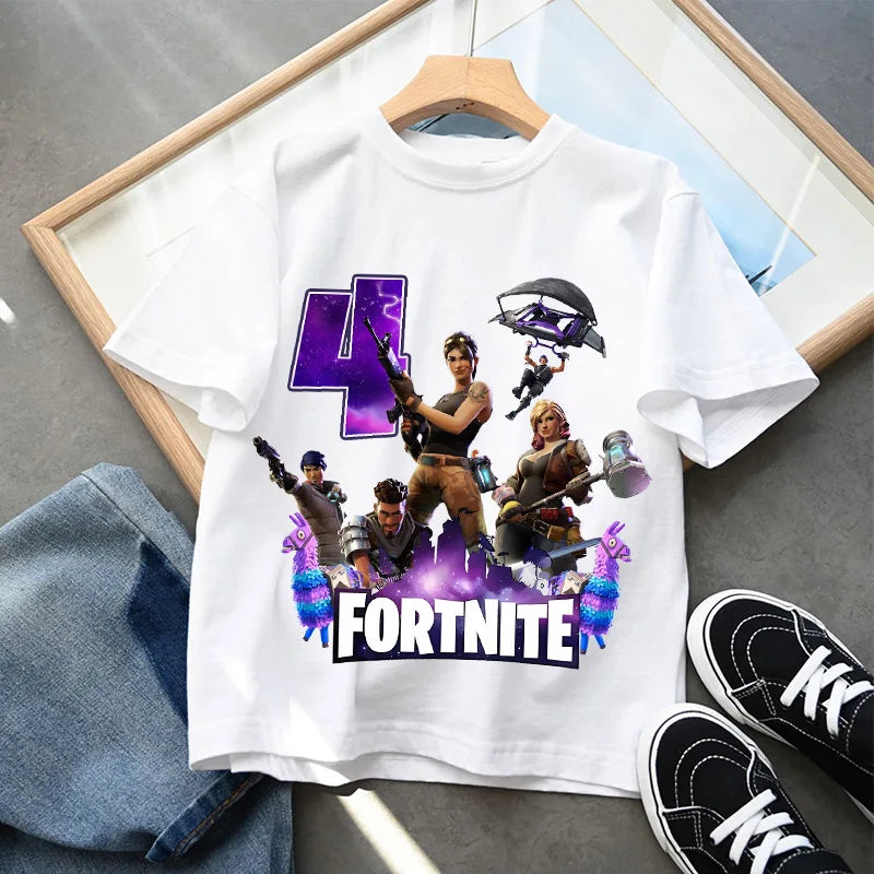 Fortnites Kids T-shirts Birthday Number 1-10 Printed T-shirt Boys Summer Casual Short Sleeves Sports Tops Children's Clothing