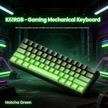 Tastiera meccanica portatile cablata K61, Phantom RGB colorata, risposta di livello gaming, design ergonomico, adatta al gaming e all’ufficio