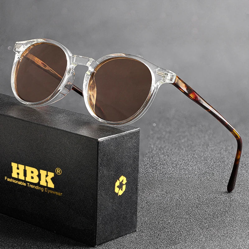 HBK Fashion polarizované sluneční brýle pro muže, kulatý rám TR90, módní sluneční brýle pro ženy, na řízení, sportovní, UV400, Lunette De Soleil Homme