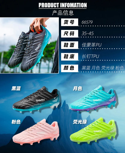 Chaussures de football Double Star Adult Youth AG : crampons antidérapants et résistants pour gazon artificiel et naturel, pour l'entraînement et les matchs, hommes et femmes