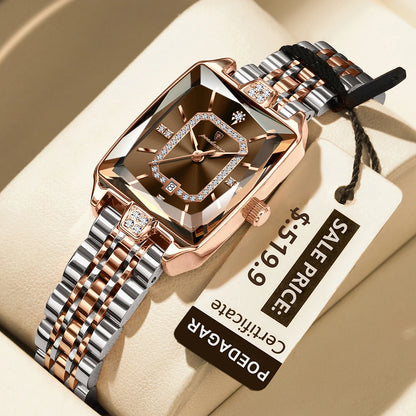 POEDAGAR Luxury Rectangle Watch For Woman Waterproof Calendar Simple Ladies Watch Fashion Stainless Steel Quartz Women's Watches