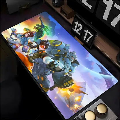 Mouse Pad Overwatch Genji, imprimare HD, pentru gameri pe computer, margine cusută, mouse pad antiderapant XXL90x40cm, suport pentru tastatură și birou PC