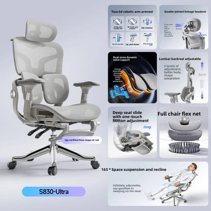 Stable Ergonomic Office Chair with Lumbar Support, Adjustable Height Computer Chair, Gaming Chair with Waist Protection, Swivel Desk Chair