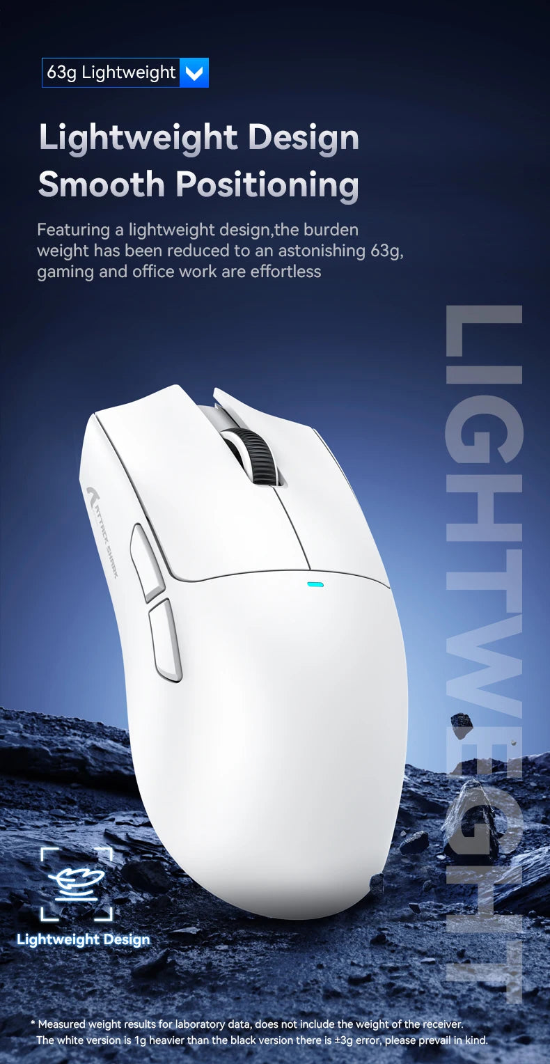 ATTACK SHARK X11SE Wireless Gaming Mouse Tri-Mode, 63g Superlight Gaming Mouse with PAW3311 Sensor, 22000 DPI, Bluetooth & 2.4GHz RGB Gaming Mouse