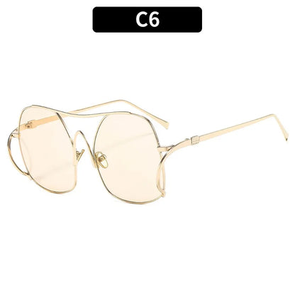 Y2k Polygon Oversized Sunglasses Women Luxury Brand Metal Sun Glasses Fashion Personality Outdoor Retro Eyeglassess Uv400 Men