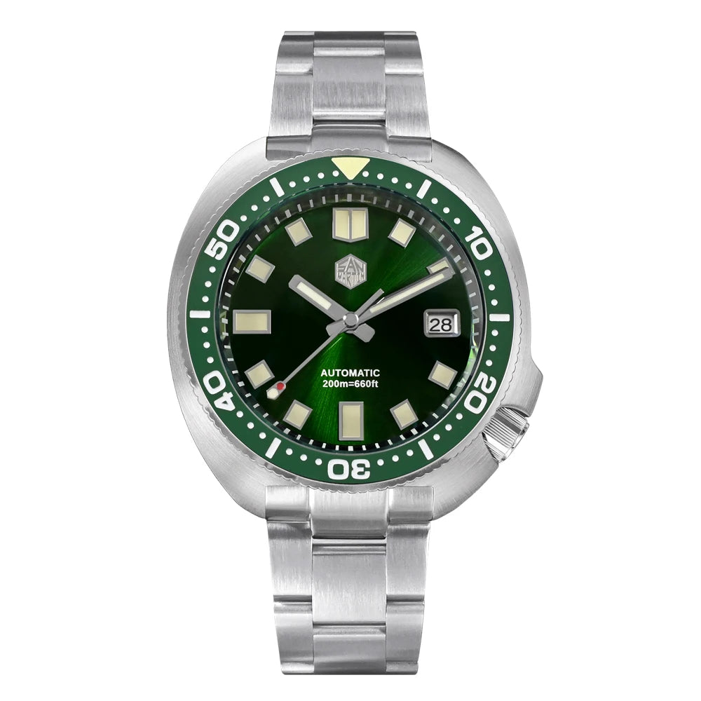 San Martin Turtle Men's Diver Watch 44mm NH35 Automatic Mechanical Wristwatch Sapphire Waterproof 200m Luminous Watches SN0047