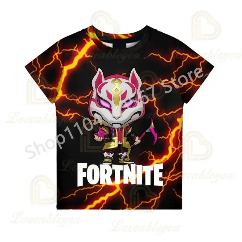 Children 100-160cm Hot Sale F-Fortnited Summer Boy T-shirt for Toddler Baby Funny Game T Shirts Fashion Girls Boys Birthday Gift