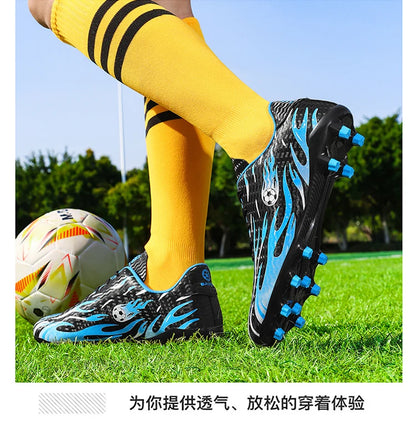 Chaussures de football professionnelles pour enfants, chaussures de foot pour hommes, basses, avec maintien de la cheville, sportives, pour jeunes, pour match et entraînement, antidérapantes, résistantes