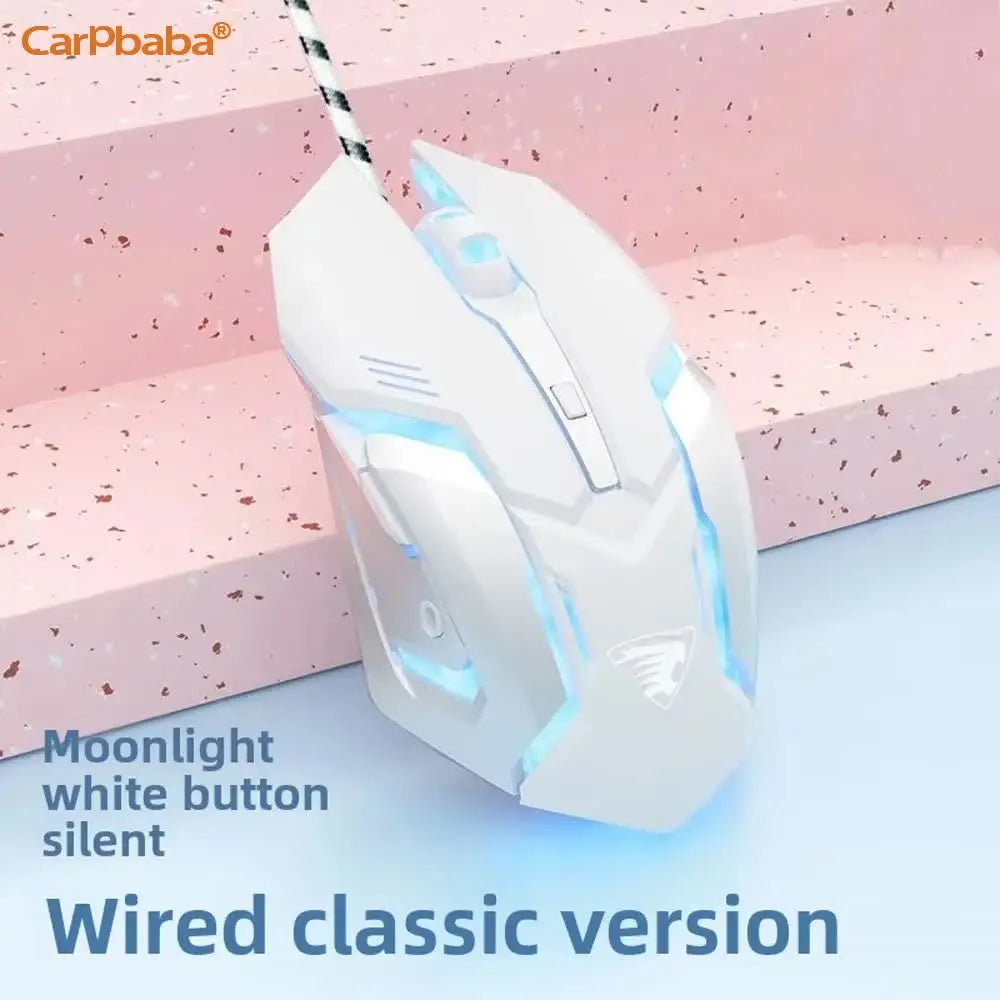 Carpbaba G3 Wired Game Mouse Mute Pink Mechanical E-sports Girl Lovely Art Portable Office Household for MacBook Laptop PC Gamer