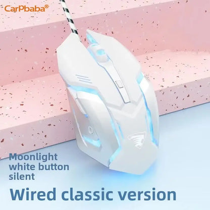 Carpbaba G3 Wired Game Mouse Mute Pink Mechanical E-sports Girl Lovely Art Portable Office Household for MacBook Laptop PC Gamer