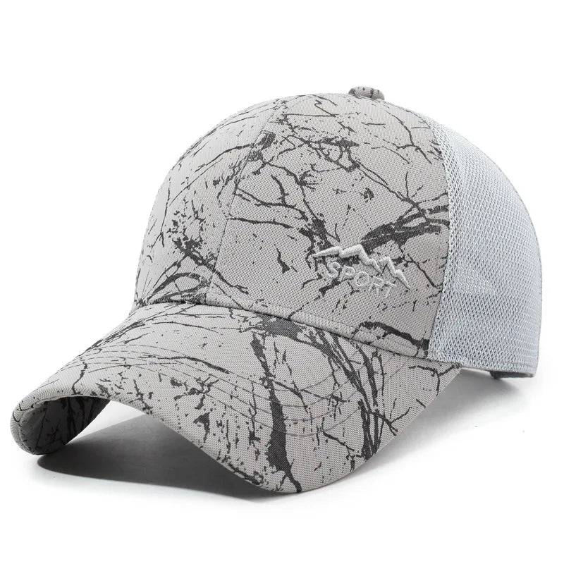Sommer-Sonnenhut für Herren, Outdoor-Sport-Schirmmütze, Baseballkappe mit Netzrückseite, atmungsaktive Freizeit- und Trucker-Kappe zum Angeln