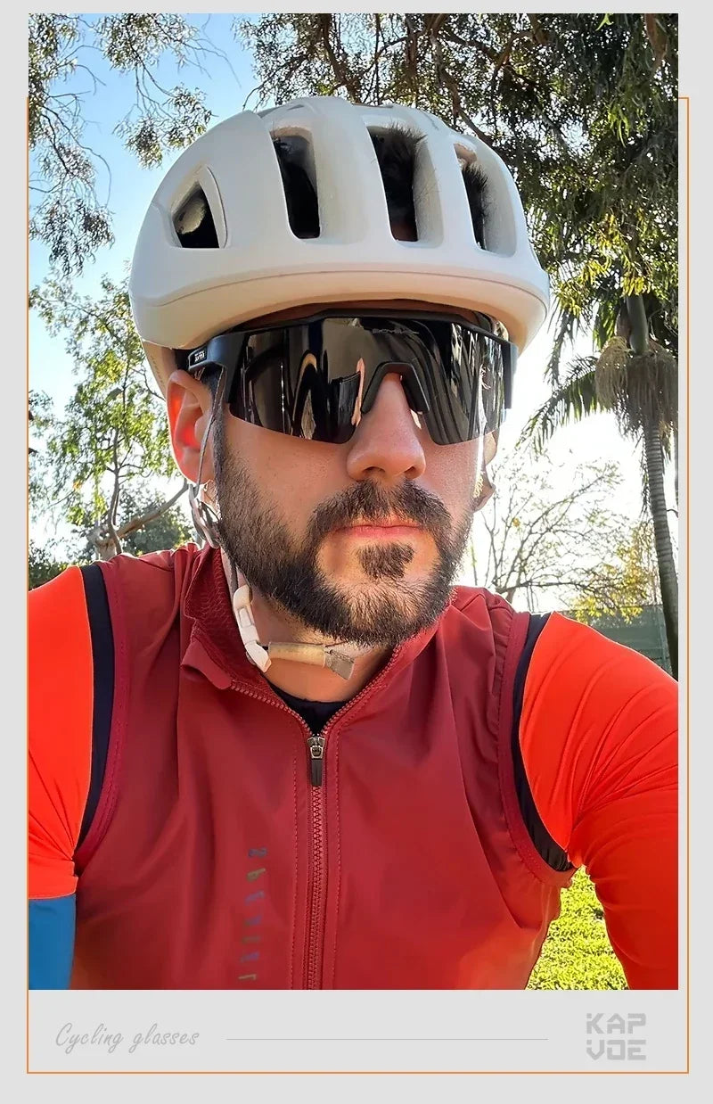 KAPVOE Fotochromatické cyklistické sluneční brýle pro muže – módní brýle na horská kola, silniční kola, rychlostní jízdu – stylové brýle pro sportovní MTB cyklistiku