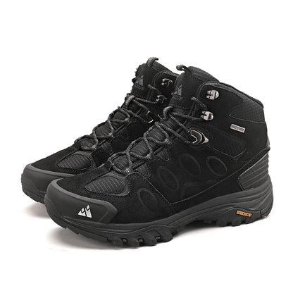 HIKEUP High-Top Men Hiking Boots Winter Outdoor Shoes Lace-Up Non-Slip Sports Casual Trekking Boots Men Suede Warm Shoes