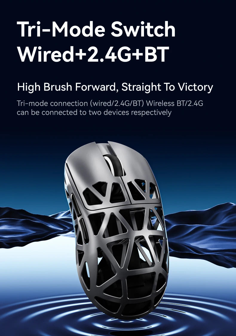 Mouse da gaming wireless Attack Shark R2 PAW3950 8K in lega di magnesio, leggero, Bluetooth tri-mode per gaming/ufficio