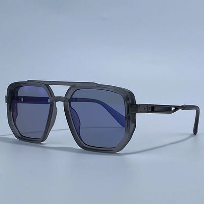 Polarizované čtvercové sluneční brýle pro muže, luxusní, vintage, s dvojitým můstkem, gradientními skly, brýle na řízení, retro, s plochým horním okrajem, sluneční brýle pro muže