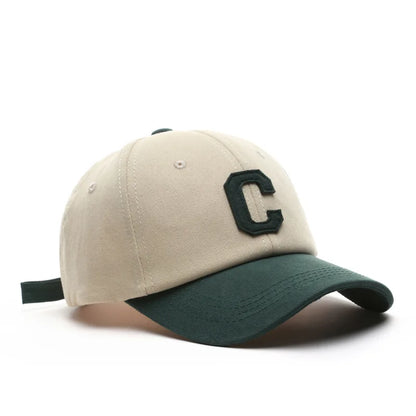 Vintage-Baseballkappe mit gesticktem „C“ | Zweifarbiges Design, verstellbarer Riemen, Unisex für Männer und Frauen