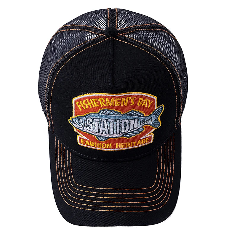 Gorra de béisbol unisex de verano para pesca, gorra trucker de malla transpirable para hombre y mujer, gorra estilo pescador Big Fish, gorra de moda para exteriores