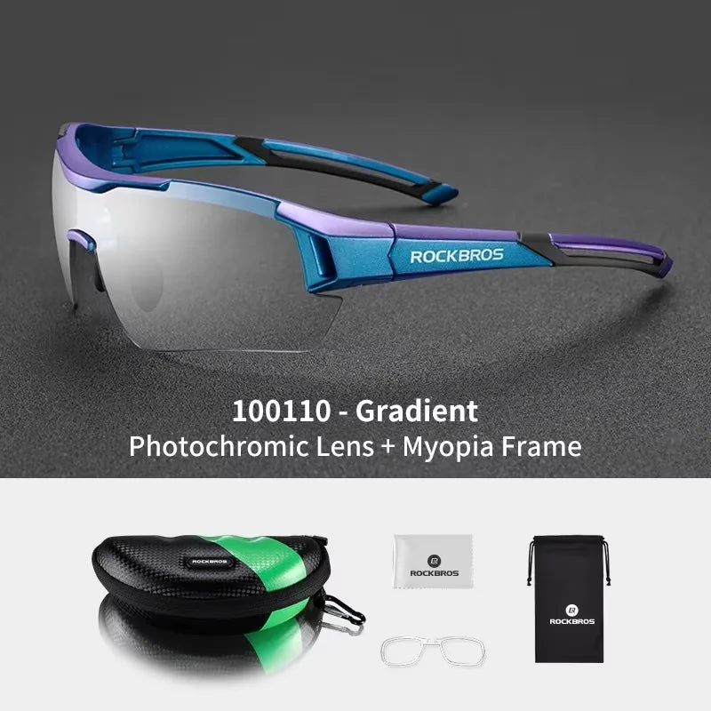 ROCKBROS Fotochromatické cyklistické brýle, sluneční brýle pro cyklistiku a outdoorové sporty, brýle s měnící se barvou skel, brýle pro MTB a silniční kola, cyklistické brýle