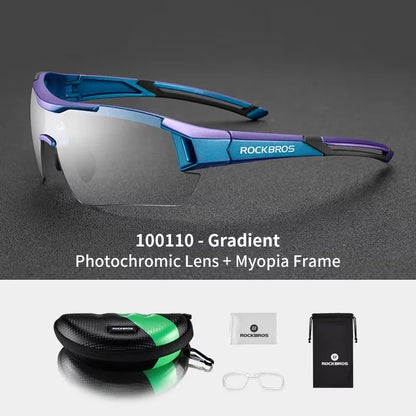 ROCKBROS Fotochromatické cyklistické brýle, sluneční brýle pro cyklistiku a outdoorové sporty, brýle s měnící se barvou skel, brýle pro MTB a silniční kola, cyklistické brýle