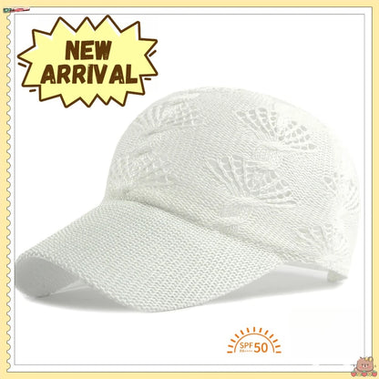 Sommerliche, glänzende Baseballkappe mit durchbrochenem Strickmuster für Damen, Outdoor-Sonnenhut, atmungsaktiv, figurschmeichelnd, vielseitig einsetzbar