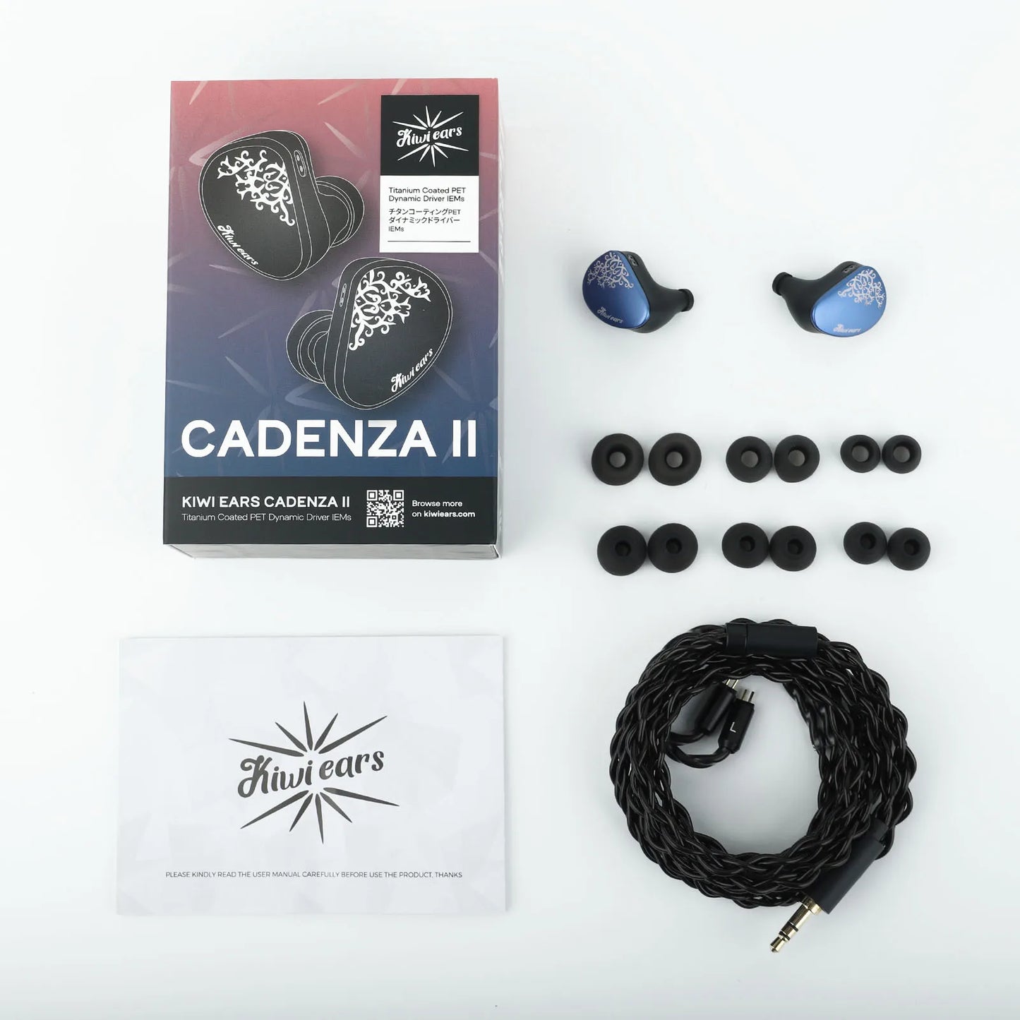 Linsoul Kiwi Ears Cadenza II IEM 10mm Titanium Dynamic Driver HiFi Earphones with KARS 2.0 & Detachable Cable