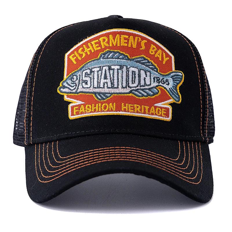 Gorra de béisbol unisex de verano para pesca, gorra trucker de malla transpirable para hombre y mujer, gorra estilo pescador Big Fish, gorra de moda para exteriores