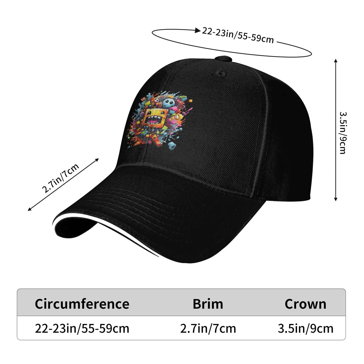 Geometry Cube Gaming Dash Casquette de baseball Hip Hop Sandwich Hats Unisexe Casquette « Dad Hat » ajustable Sport