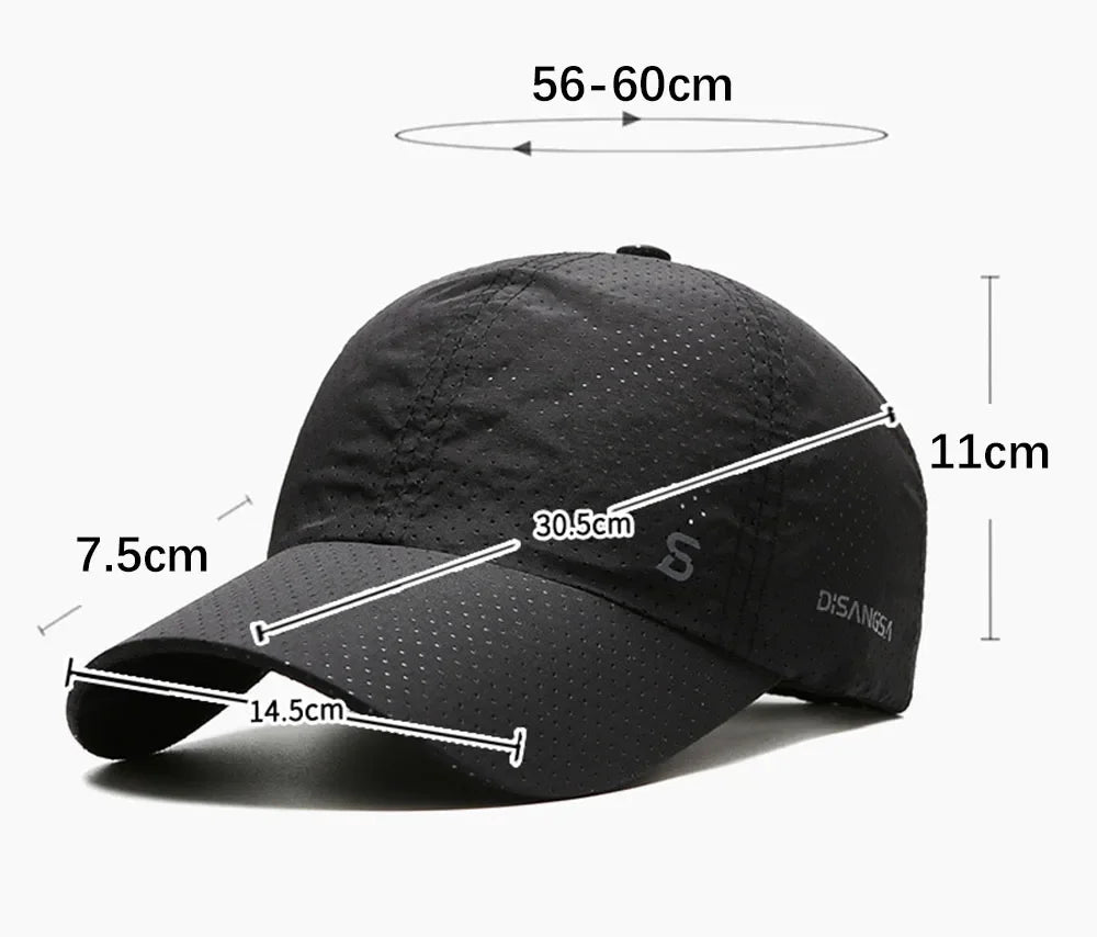 Men Women Mesh Moisture-Waging Quick Dry Baseball Cap Male Summer Female Originality Adjustable Breathable Sun Visor Fishing Hat